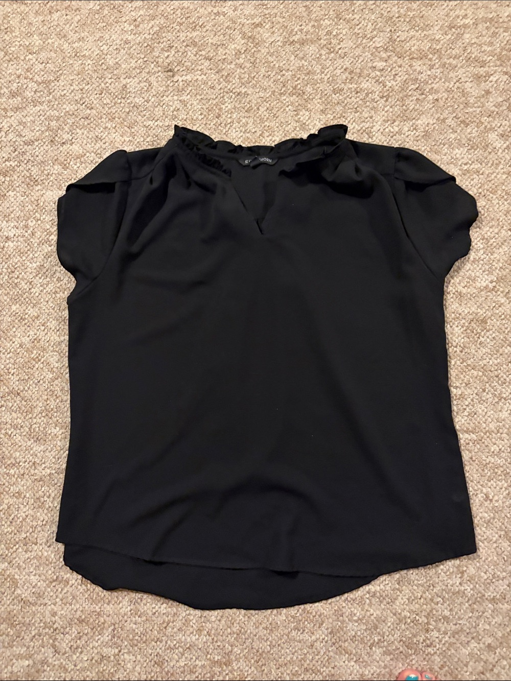 StitchFix 41 Hawthorn Black Ruffled Neck Women's Top - size L